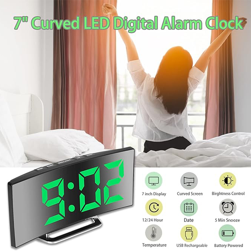 LED Digital Alarm Clock Curved - đánh giá và giá Electronics Gadgets For Home